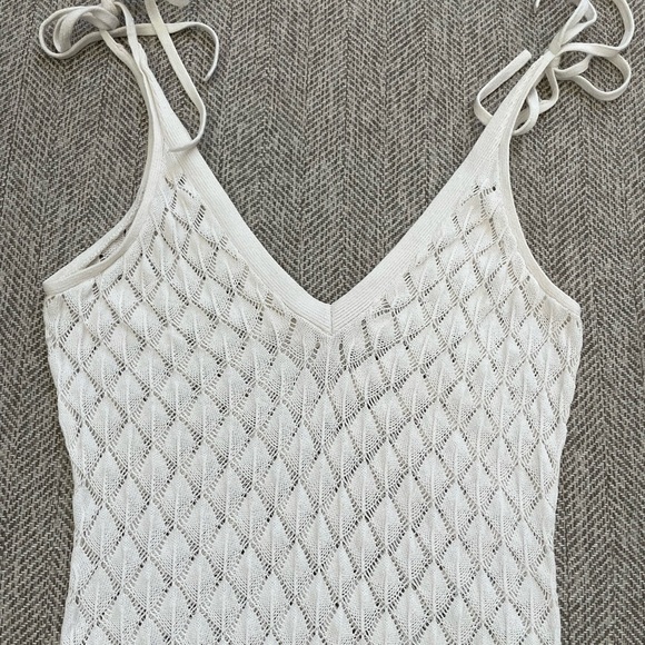 Abercrombie & Fitch Crochet Midi Dress Coverup Cream Beach Vacation Med - Picture 4 of 11